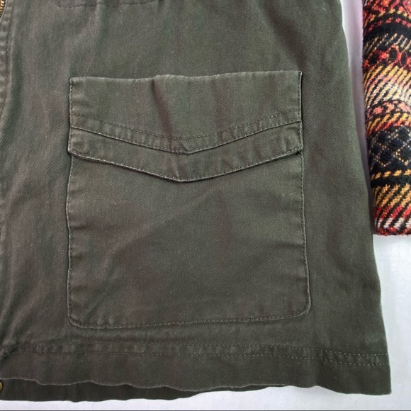 Cotton Cargo Jacket with Wool Blend Blanket Sleeves, Adjustable Waist, Mossimo - Picture 8 of 14